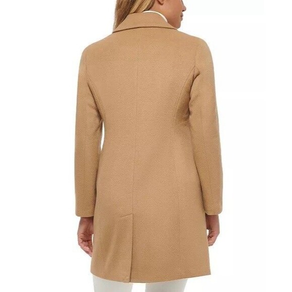NEW Calvin Klein Womens Size 10 Camel Wool Cashmere Blend Single Breasted Coat - Picture 2 of 10